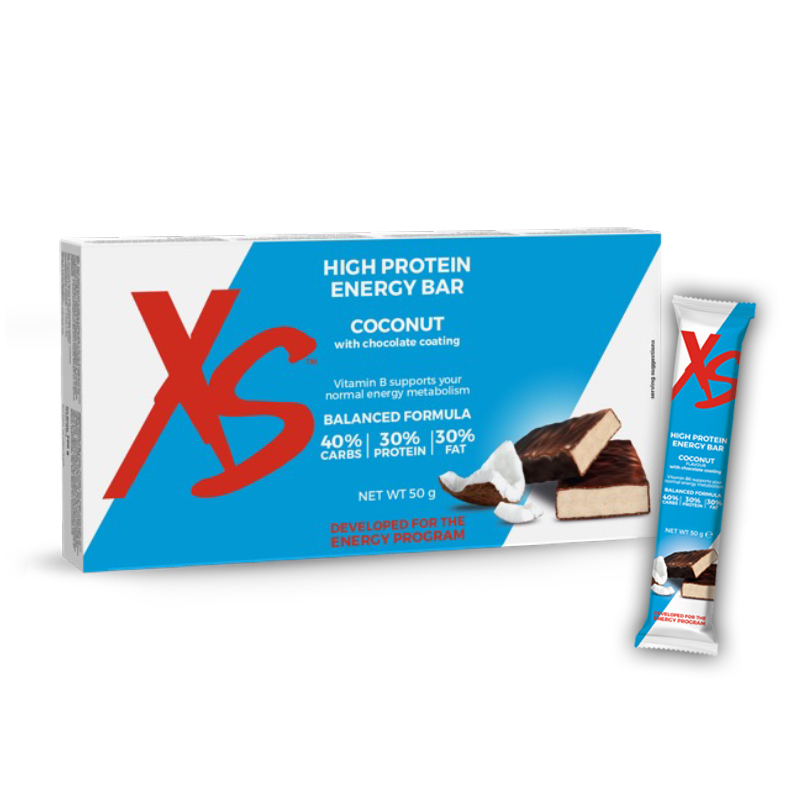 High Protein Energy Bar XS™ – kokosų skonio su šokoladiniu glaistu batonėlis (127731) High Protein Energy Bar XS™ – kokosų skonio su šokoladiniu glaistu batonėlis (127731)
